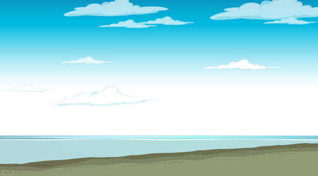 Blank sky at daytime scene with blank flood landscape illustrationのイラスト素材