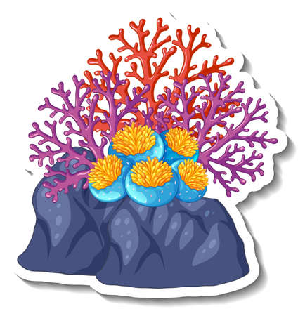 A sticker template with Coral sea element isolated illustrationのイラスト素材