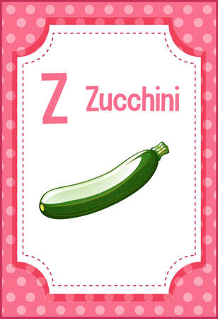 Alphabet flashcard with letter Z for Zucchini illustrationのイラスト素材