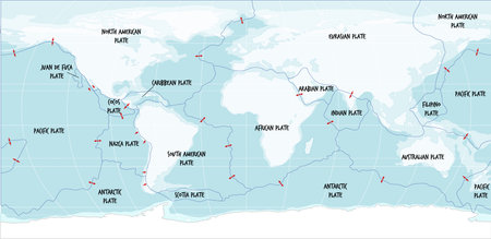 Vector of World Map Showing Tectonic - ID:1-171133086 - Royalty Free ...