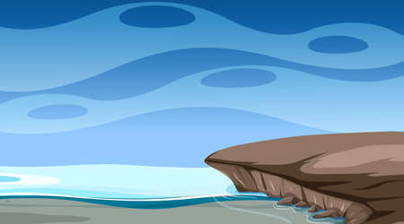 Blank sky at night scene with blank flood landscape illustrationのイラスト素材