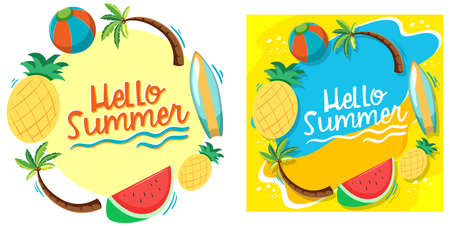 Hello Summer banner template illustration