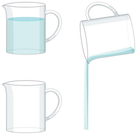 Beaker filled with water and blank beaker illustrationのイラスト素材