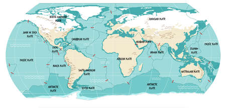 Vector of World Map Showing Tectonic - ID:1-171553038 - Royalty Free ...