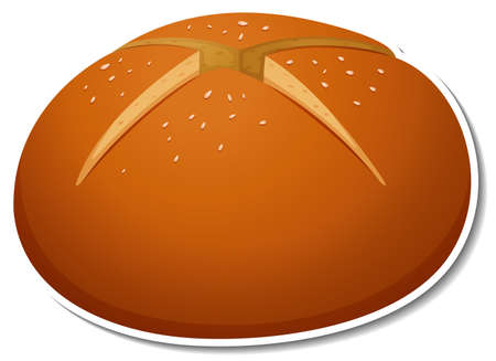 Hot cross bun sticker on white background illustrationのイラスト素材