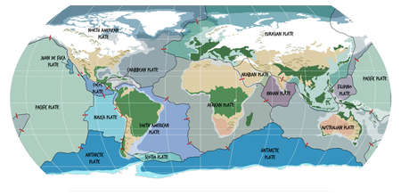 Vector of World Map Showing Tectonic - ID:1-171790183 - Royalty Free ...