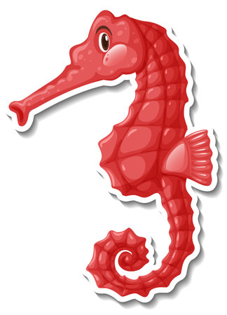 Cute seahorse sea animal cartoon sticker illustrationのイラスト素材