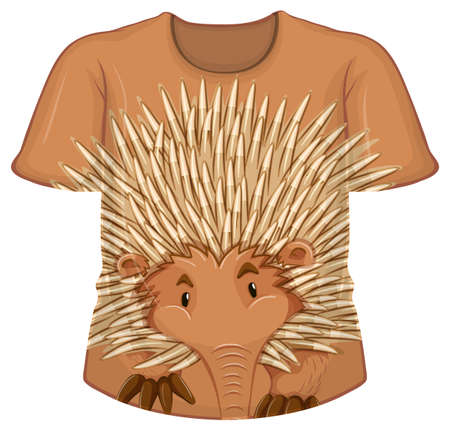 Front of t-shirt with echidna pattern illustrationのイラスト素材