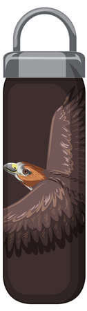 A brown   bottle with hawk pattern illustrationのイラスト素材