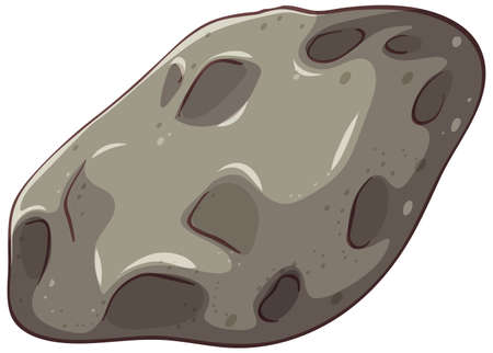 A stone meteorite isolated on white background illustrationのイラスト素材