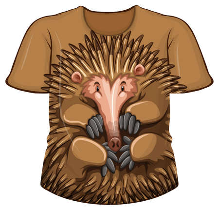 Front of t-shirt with echidna pattern illustrationのイラスト素材