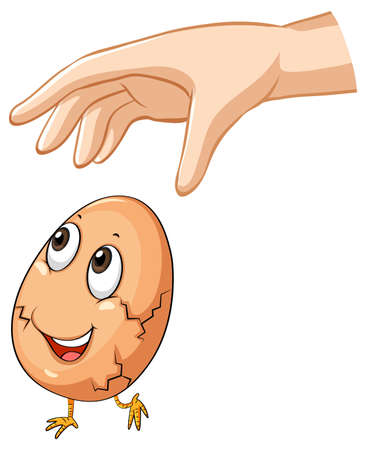 Hand dropping egg for gravity experiment illustrationのイラスト素材