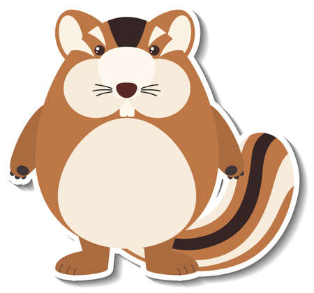 A cute squirrel cartoon animal sticker illustrationのイラスト素材