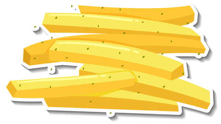 French fries sticker on white background illustrationのイラスト素材