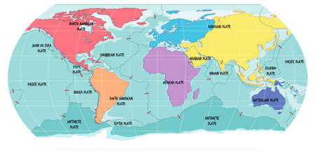 Vector of World Map Showing Tectonic - ID:1-172966785 - Royalty Free ...