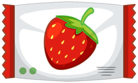 Packaging of strawberry candy isolated illustrationのイラスト素材