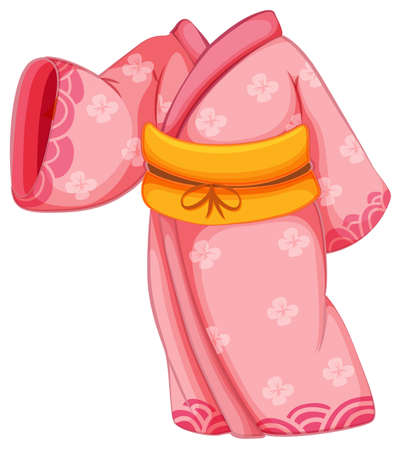 Japanese kimono isolated on white background illustrationのイラスト素材