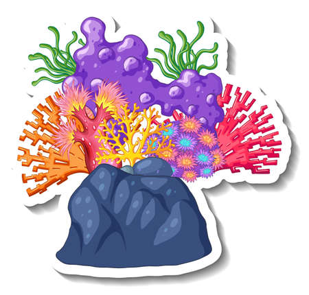 A sticker template with Coral sea element isolated illustrationのイラスト素材