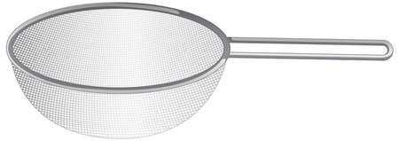 Kithen equipment with colander isolated on white background illustration
