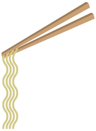 Chopsticks with Noodles in cartoon style illustrationのイラスト素材