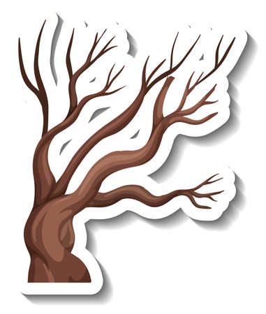 Isolated dry tree cartoon sticker on white background illustrationのイラスト素材
