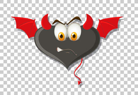 Heart shape devil with facial expression illustrationのイラスト素材