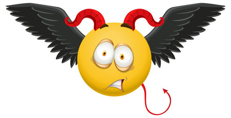 Devil emoticon with facial expression illustrationのイラスト素材