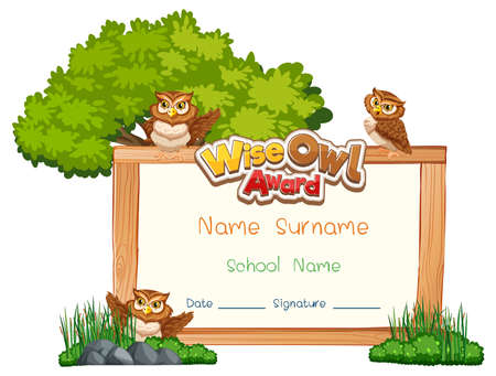 Diploma or certificate template for school kids illustrationのイラスト素材