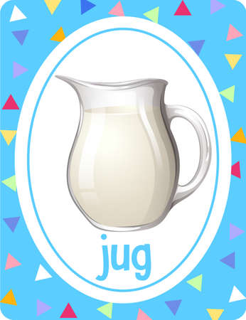 Vocabulary flashcard with word Jug illustrationのイラスト素材