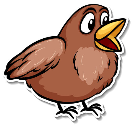 A cute bird cartoon animal sticker illustrationのイラスト素材