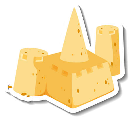 Sand castle cartoon sticker illustrationのイラスト素材