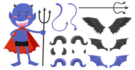 Devil and angel design elements illustration
