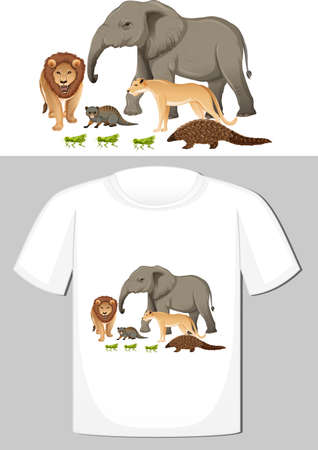 Group of wild animals design for t-shirt illustrationのイラスト素材