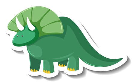 Cute green dinosaur cartoon character sticker illustrationのイラスト素材