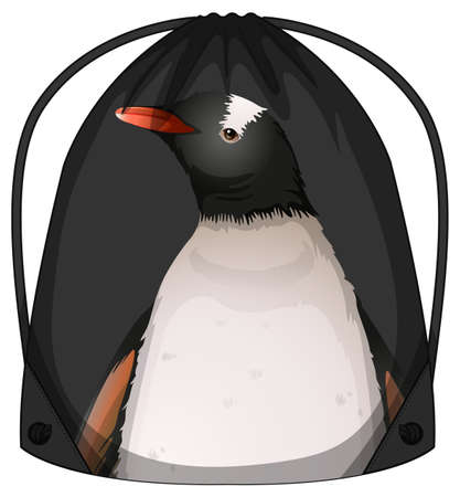 Drawstring backpack with penguin pattern illustrationのイラスト素材