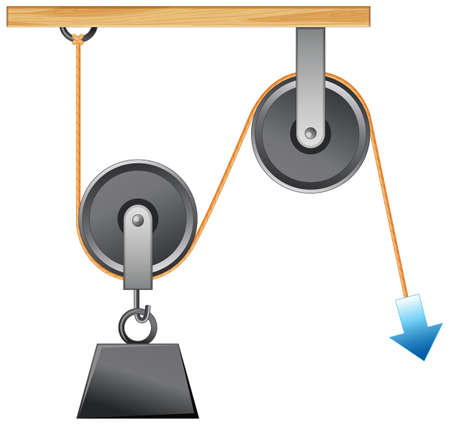 Science experiment on force and motion with pulley illustrationのイラスト素材