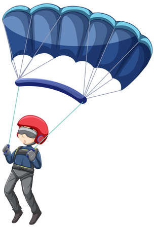 A man parachuting isolated illustrationのイラスト素材