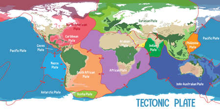 Vector of World Map Showing Tectonic - ID:1-174650420 - Royalty Free ...
