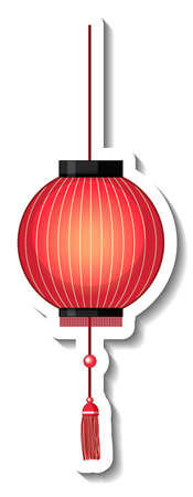Isolated Chinese red paper lantern illustrationのイラスト素材