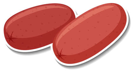 Cocktail sausages sticker on white background illustrationのイラスト素材