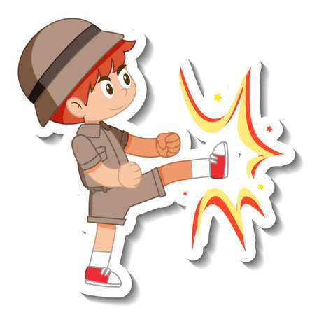 Little boy scout cartoon character sticker illustrationのイラスト素材