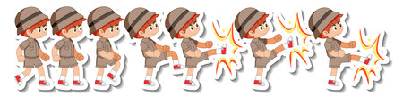 Set of boy scout in different action illustrationのイラスト素材