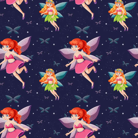 Fairy seamless pattern with fairytale theme illustrationのイラスト素材