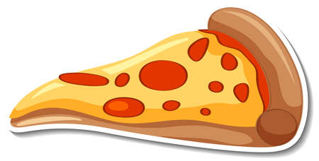 A piece of Italian pizza sticker on white background illustrationのイラスト素材