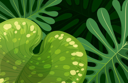 Green tropical leaves background illustrationのイラスト素材