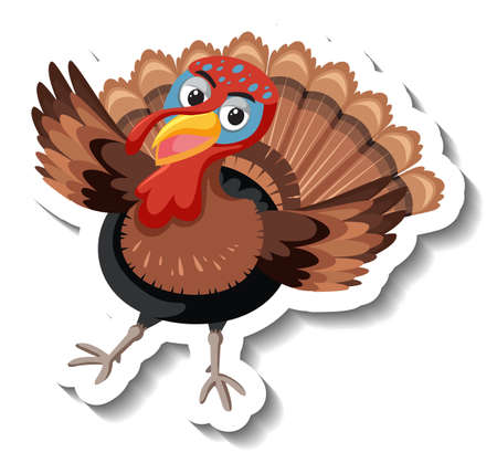 Isolated turkey sticker on white background illustrationのイラスト素材