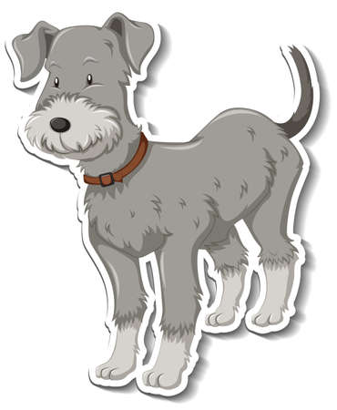 A sticker template of dog cartoon character illustrationのイラスト素材