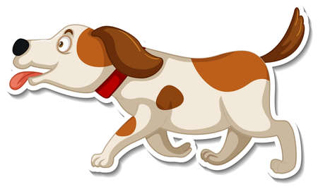 A sticker template of dog cartoon character illustrationのイラスト素材