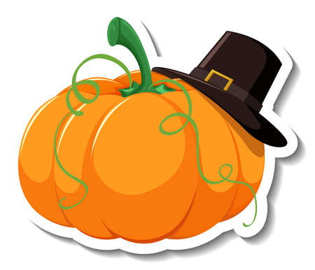 Isolated pumpkin wearing hat illustrationのイラスト素材