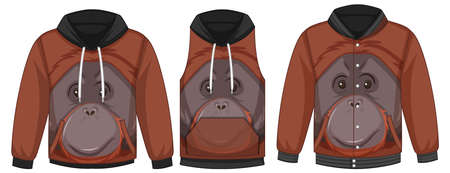 Set of different jackets with orangutan template illustrationのイラスト素材